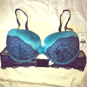 Teal and blue bra